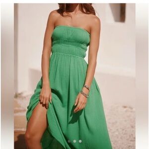 NWOT Anthropologie Celandine gauze Vibrant Green Maxi Dress